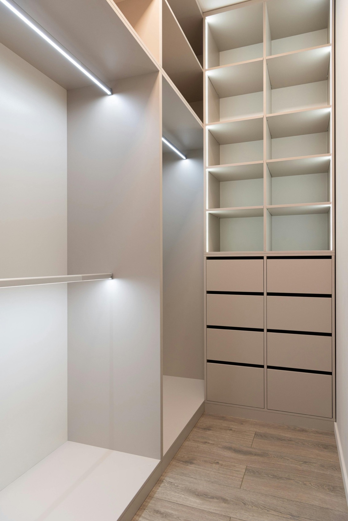 Custom lit walk-in closet